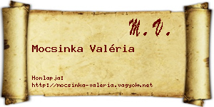 Mocsinka Valéria névjegykártya